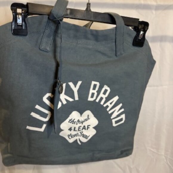 Lucky Brand Canvas Tote Bag – Blue with Four-Leaf Clover Logo - Picture 2 of 5